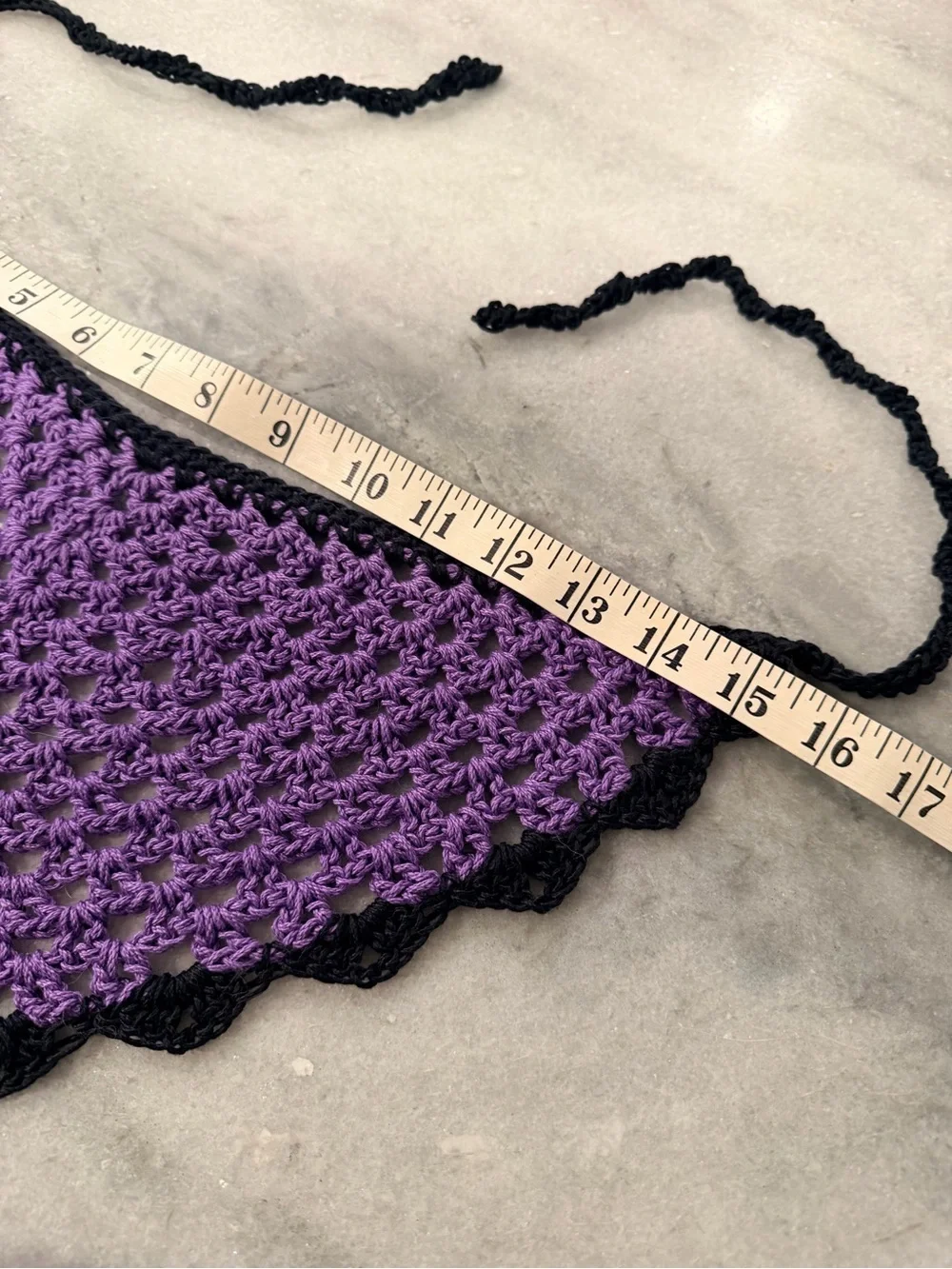 Handmade Crochet Bandana Head Scarf Cotton Boho Triangle Wrap Fest Cottagecore